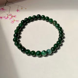 5.5mm A-Grade Natural Dark Moss Green Jadeite  Beaded Bracelet No.190510