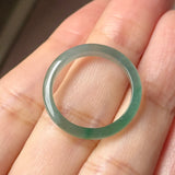 18.2mm Icy A-Grade Natural Bluish Green Jadeite Slim Cut Ring Band No. 162636