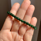 5.5mm A-Grade Natural Dark Moss Green Jadeite  Beaded Bracelet No.190510
