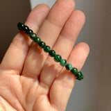 5.5mm A-Grade Natural Dark Moss Green Jadeite  Beaded Bracelet No.190510