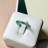 18.2mm Icy A-Grade Natural Bluish Green Jadeite Slim Cut Ring Band No. 162637