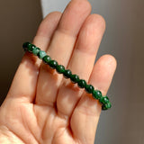 5.5mm A-Grade Natural Dark Moss Green Jadeite  Beaded Bracelet No.190510