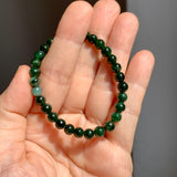 5.5mm A-Grade Natural Dark Moss Green Jadeite  Beaded Bracelet No.190510