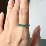 18.2mm Icy A-Grade Natural Bluish Green Jadeite Slim Cut Ring Band No. 162637