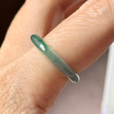 18.2mm Icy A-Grade Natural Bluish Green Jadeite Slim Cut Ring Band No. 162637