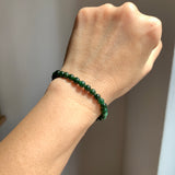 5.5mm A-Grade Natural Dark Moss Green Jadeite  Beaded Bracelet No.190510