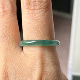 18.2mm Icy A-Grade Natural Bluish Green Jadeite Slim Cut Ring Band No. 162637
