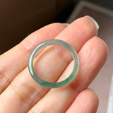 18.2mm Icy A-Grade Natural Bluish Green Jadeite Slim Cut Ring Band No. 162637