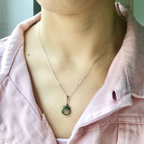 Icy A-Grade Moss on Snow Jadeite Fairy's Mirror Pendant No.171100