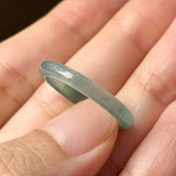 18.2mm Icy A-Grade Natural Bluish Green Jadeite Slim Cut Ring Band No. 162637