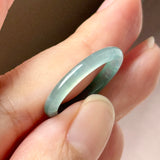 18.2mm Icy A-Grade Natural Bluish Green Jadeite Slim Cut Ring Band No. 162637