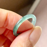 18.2mm Icy A-Grade Natural Bluish Green Jadeite Slim Cut Ring Band No. 162637