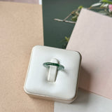 16.2mm Icy A-Grade Natural Blue Green Jadeite Slim Cut Ring Band No. 162638