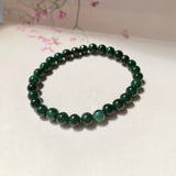 5.5mm A-Grade Natural Dark Moss Green Jadeite  Beaded Bracelet No.190511