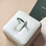 16.2mm Icy A-Grade Natural Blue Green Jadeite Slim Cut Ring Band No. 162638