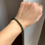 5.5mm A-Grade Natural Dark Moss Green Jadeite  Beaded Bracelet No.190511