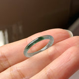 16.2mm Icy A-Grade Natural Blue Green Jadeite Slim Cut Ring Band No. 162638