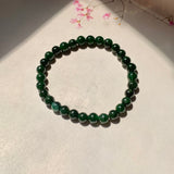 5.5mm A-Grade Natural Dark Moss Green Jadeite  Beaded Bracelet No.190511