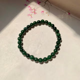 5.5mm A-Grade Natural Dark Moss Green Jadeite  Beaded Bracelet No.190511