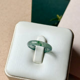 16.3mm Icy A-Grade Natural Blue Green Jadeite Slim Cut Ring Band No. 162639