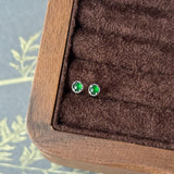 Icy A-Grade Natural Imperial Green Jadeite Petite Dolly Earring (White) No.180862
