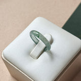 16.3mm Icy A-Grade Natural Blue Green Jadeite Slim Cut Ring Band No. 162639