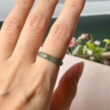 16.3mm Icy A-Grade Natural Blue Green Jadeite Slim Cut Ring Band No. 162639