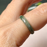 16.3mm Icy A-Grade Natural Blue Green Jadeite Slim Cut Ring Band No. 162639