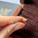 Icy A-Grade Natural Imperial Green Jadeite Petite Dolly Earring (White) No.180862