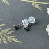 Icy A-Grade Natural Imperial Green Jadeite Petite Dolly Earring (White) No.180862