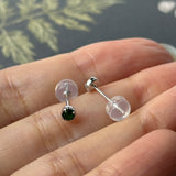 Icy A-Grade Natural Imperial Green Jadeite Petite Dolly Earring (White) No.180862