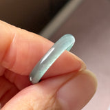 16.3mm Icy A-Grade Natural Blue Green Jadeite Slim Cut Ring Band No. 162639