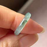 16.3mm Icy A-Grade Natural Blue Green Jadeite Slim Cut Ring Band No. 162639