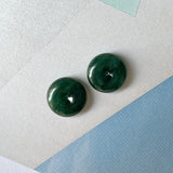 10.1 cts A-Grade Natural Dark Bluish Green Jadeite Donut Pair No.220695