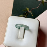 17.3mm Icy A-Grade Natural Light Bluish Green Jadeite Slim Cut Ring Band No. 162631
