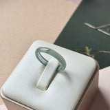 17.3mm Icy A-Grade Natural Light Bluish Green Jadeite Slim Cut Ring Band No. 162631