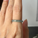 17.3mm Icy A-Grade Natural Light Bluish Green Jadeite Slim Cut Ring Band No. 162631
