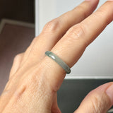 17.3mm Icy A-Grade Natural Light Bluish Green Jadeite Slim Cut Ring Band No. 162631