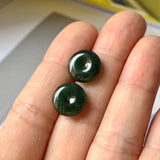 10.1 cts A-Grade Natural Dark Bluish Green Jadeite Donut Pair No.220695