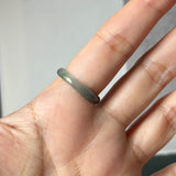17.3mm Icy A-Grade Natural Light Bluish Green Jadeite Slim Cut Ring Band No. 162631