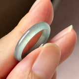17.3mm Icy A-Grade Natural Light Bluish Green Jadeite Slim Cut Ring Band No. 162631