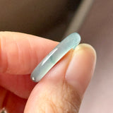 17.3mm Icy A-Grade Natural Light Bluish Green Jadeite Slim Cut Ring Band No. 162631
