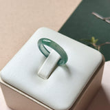 16.3mm Icy A-Grade Natural Blue Green Jadeite Slim Cut Ring Band No. 162632