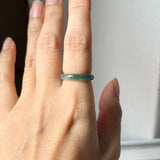 16.3mm Icy A-Grade Natural Blue Green Jadeite Slim Cut Ring Band No. 162632