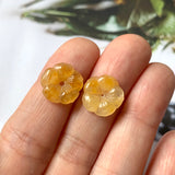 7.15 cts A-Grade Natural Yellow Jadeite Hibiscus Flower Pair No.180663