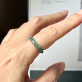 16.3mm Icy A-Grade Natural Blue Green Jadeite Slim Cut Ring Band No. 162632