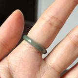 16.3mm Icy A-Grade Natural Blue Green Jadeite Slim Cut Ring Band No. 162632