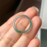 16.3mm Icy A-Grade Natural Blue Green Jadeite Slim Cut Ring Band No. 162632