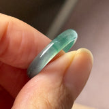 16.3mm Icy A-Grade Natural Blue Green Jadeite Slim Cut Ring Band No. 162632