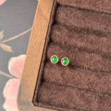Icy A-Grade Natural Imperial Green Jadeite Petite Dolly Earring (Rose) No.180864